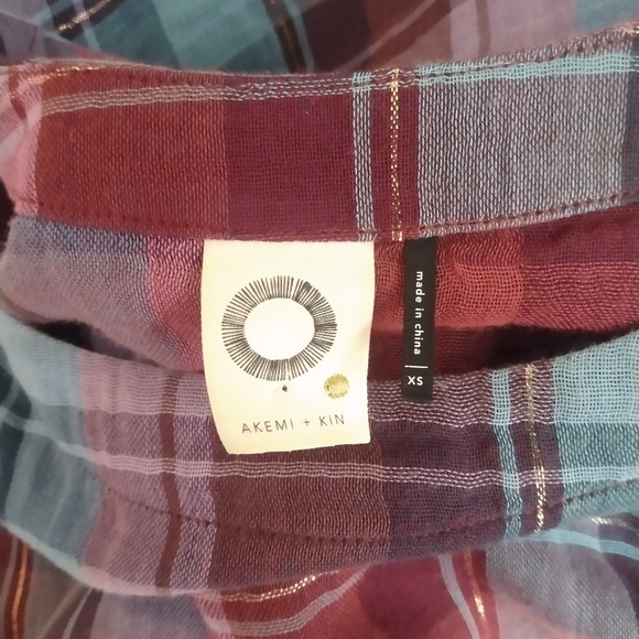 Akemi + Kin/Anthropologie Long Plaid Top - Picture 4 of 5